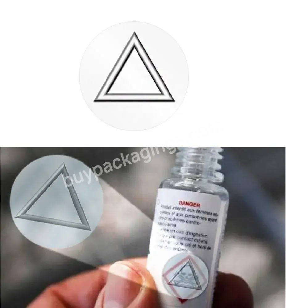 Custom Made Vinyl Clear Circular Tactile Warning Labels Raised Triangle Braille Packaging Label Stickers