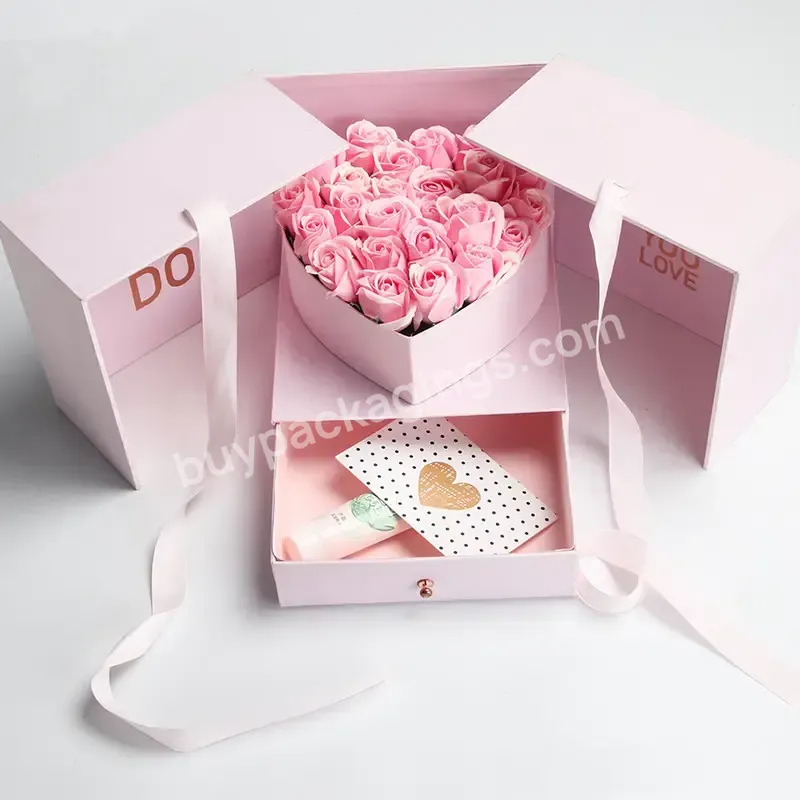 Custom Magic Cube Gift Box Creative Double Flower Surprise Box With Open Drawer Decoration Gift Boxes