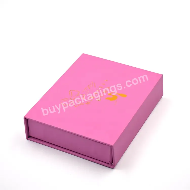 Custom Magnetic Decorative Closure Gold Hot Stamping Rigid Cardboard Pink Shaped Gift Box Packaging