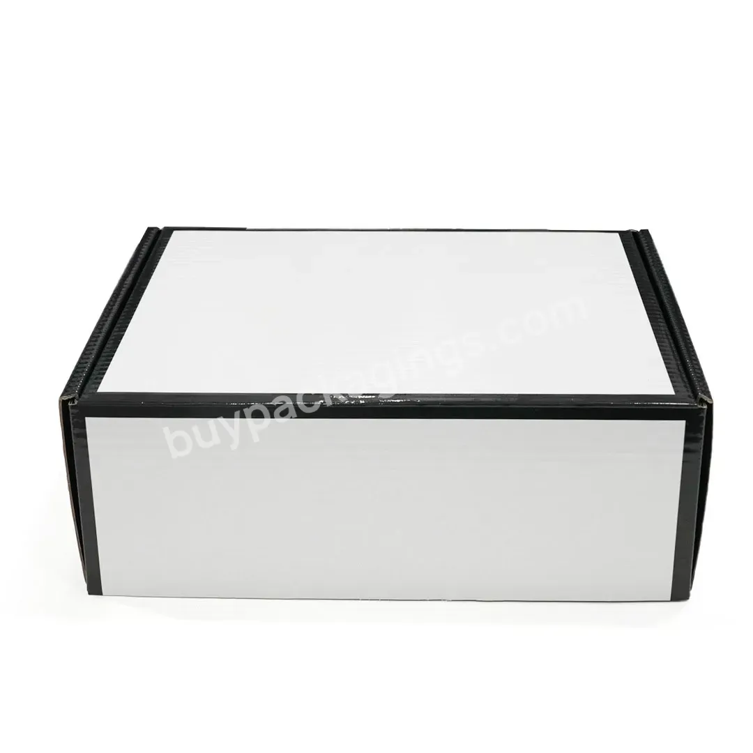 Custom Mail Print Black White Garment Corrugated Shoes Clothes Packaging Box With Logo