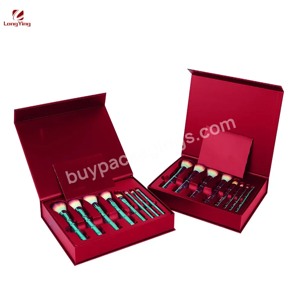 Custom Makeup Brush Packaging Box Brush Suit Folding Cardboard Magnet Paper Box With Insert Cosmetics Box