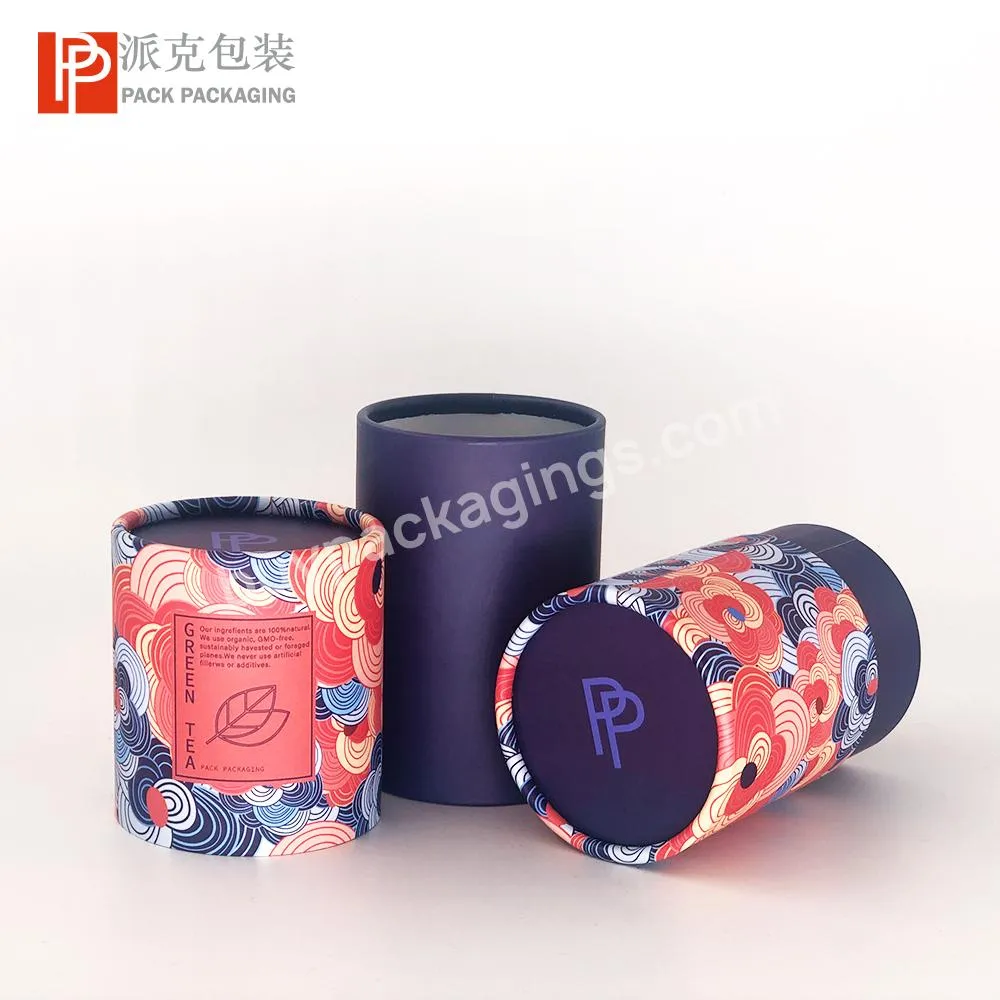 Custom manufactured food grade cardboard art paper tea canister packaging for tea bag