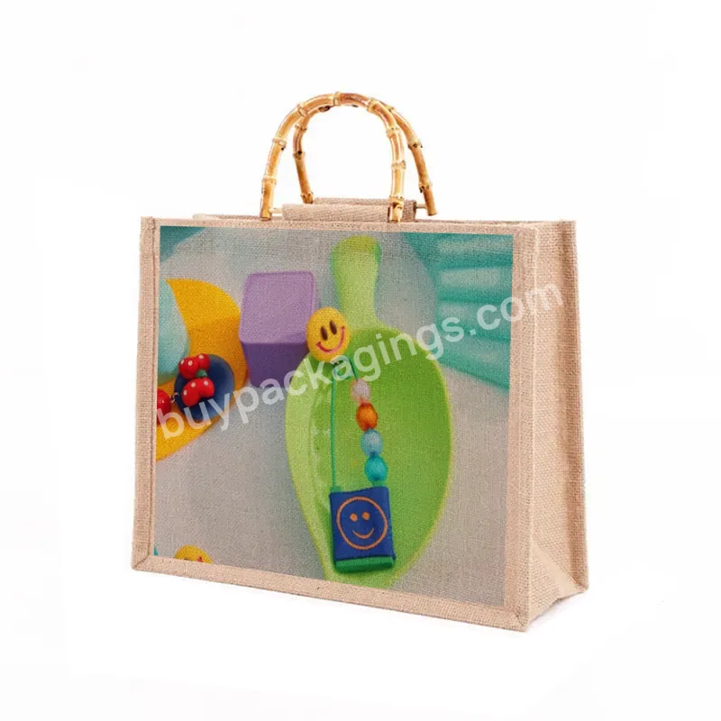 Custom Manufacturers Natural Shopping Bags Beach Handbags Jute Tote Bag Blank Burlap Tote Bag