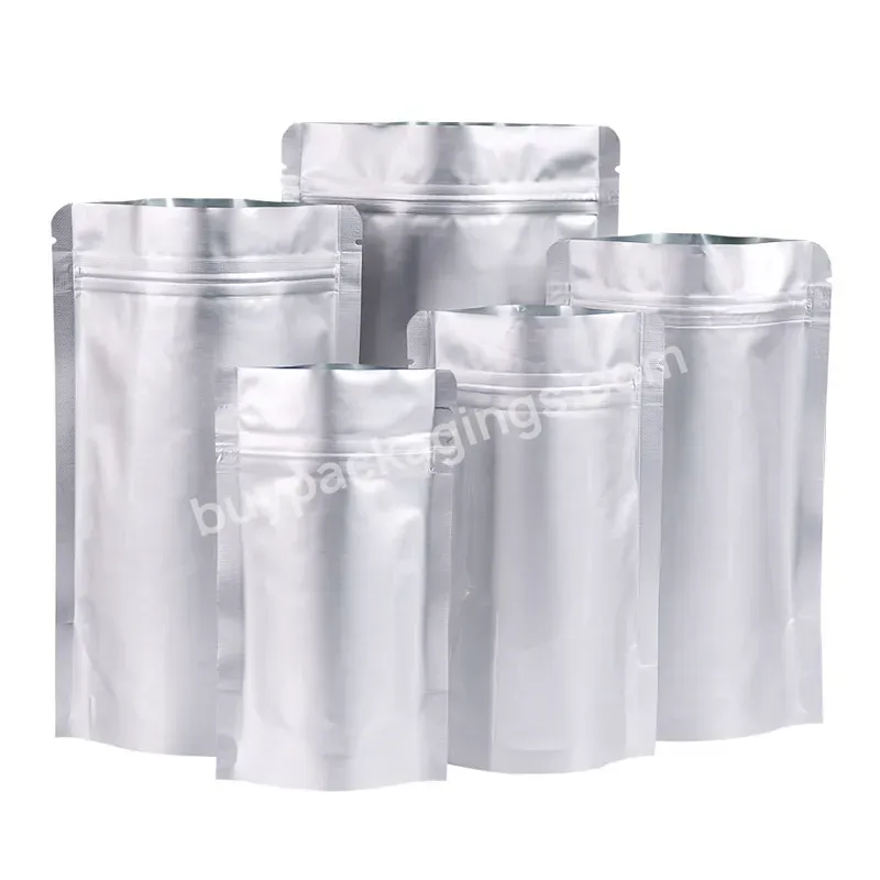 Custom Matt Light Food Packaging Zip Lock Silver Mylar Aluminum Foil Plastic Bags