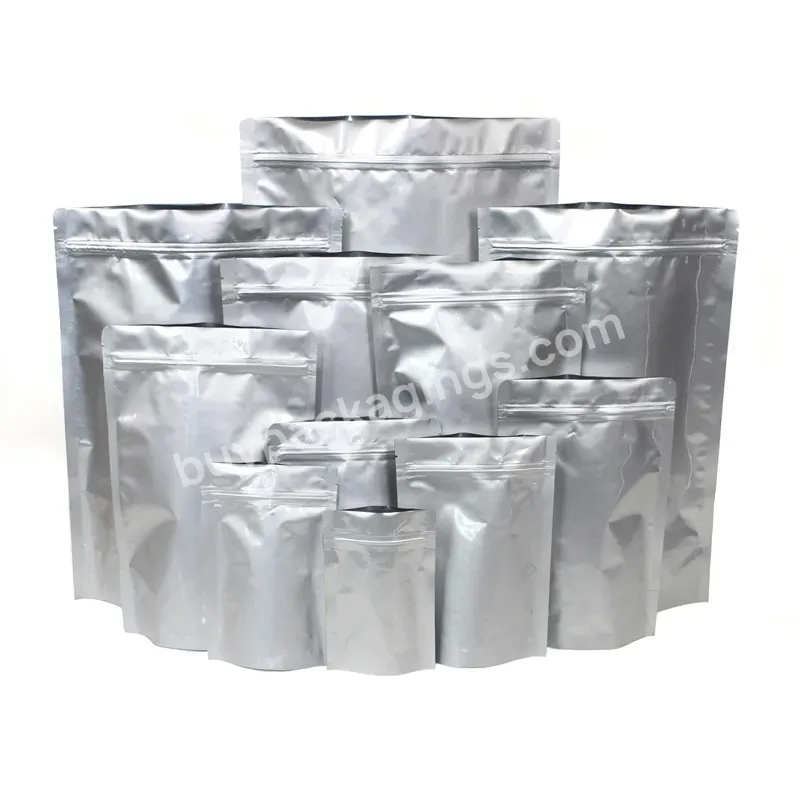 Custom Matt Light Food Packaging Zip Lock Silver Mylar Aluminum Foil Plastic Bags