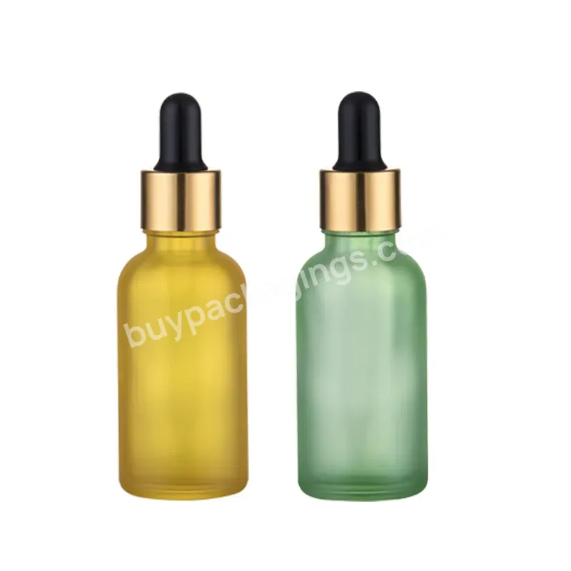 Custom Matte Luxury Frosted Dropper Serum Glass Essential Oil Bottle Withe Gold Cap