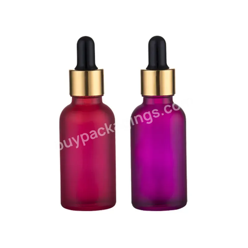 Custom Matte Luxury Frosted Dropper Serum Glass Essential Oil Bottle Withe Gold Cap