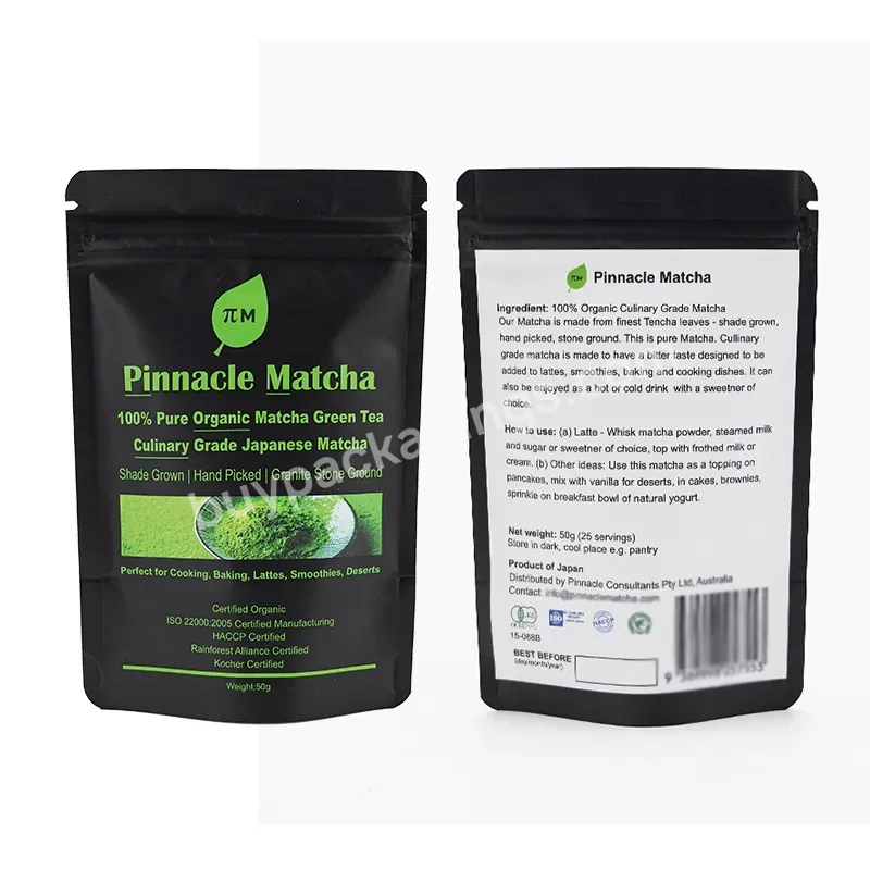 Custom Matte Package Stand Up Pouch Food Packaging 1 Kg Aluminium Foil Zip Lock Bag For Food Powder