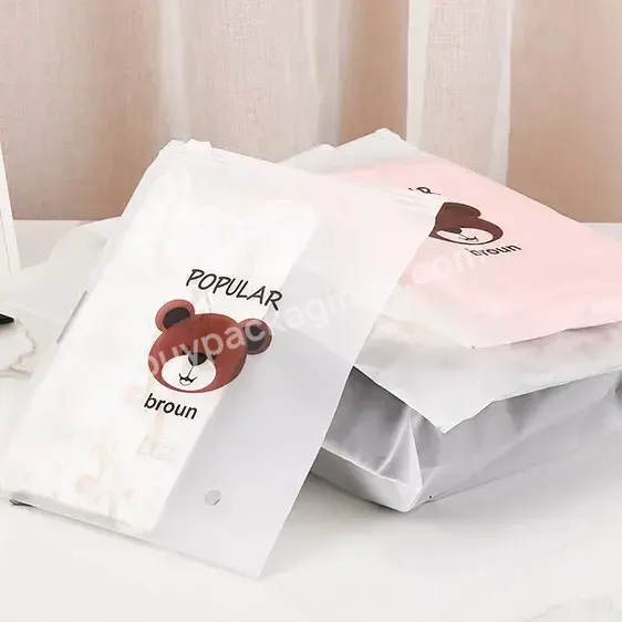 Custom Matte Print Pe Zipper Lock Poly Zipper Lock Frosted Plastic Packaging Bag For Clothes