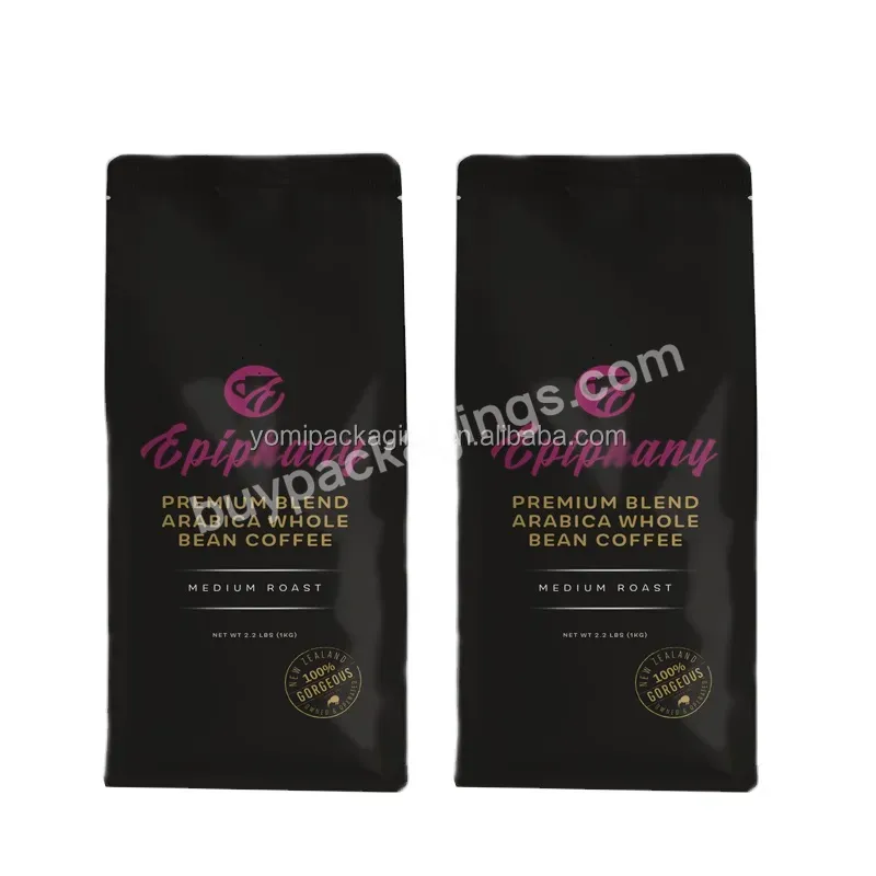 Custom Matte Printing Ziplock 12 Oz 16 Oz 500g Food Grade Aluminium Foil Flat Bottom Coffee Bags