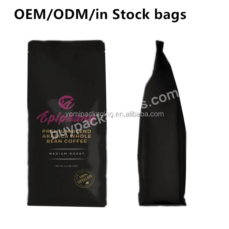 Custom Matte Printing Ziplock 12 Oz 16 Oz 500g Food Grade Aluminium Foil Flat Bottom Coffee Bags