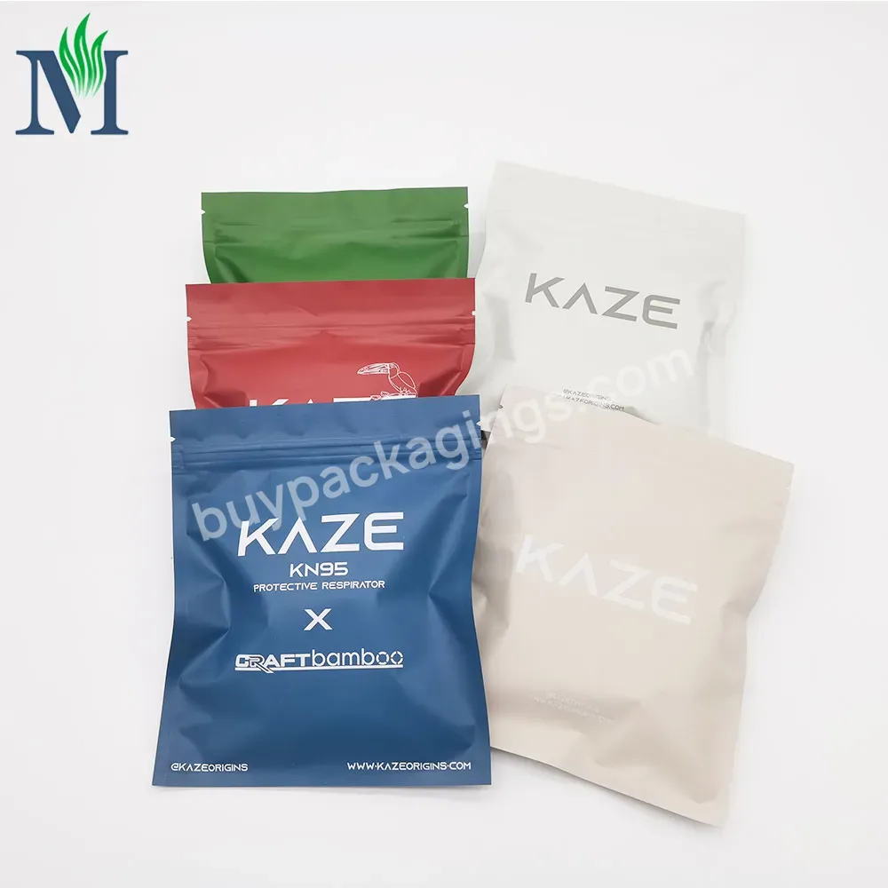 Custom Matte Zipper Lock Film Pouch Three Sides Heat Seal Plastic Bags Aluminum Packaging Bags Poly Mylar Safety Tearing Notch