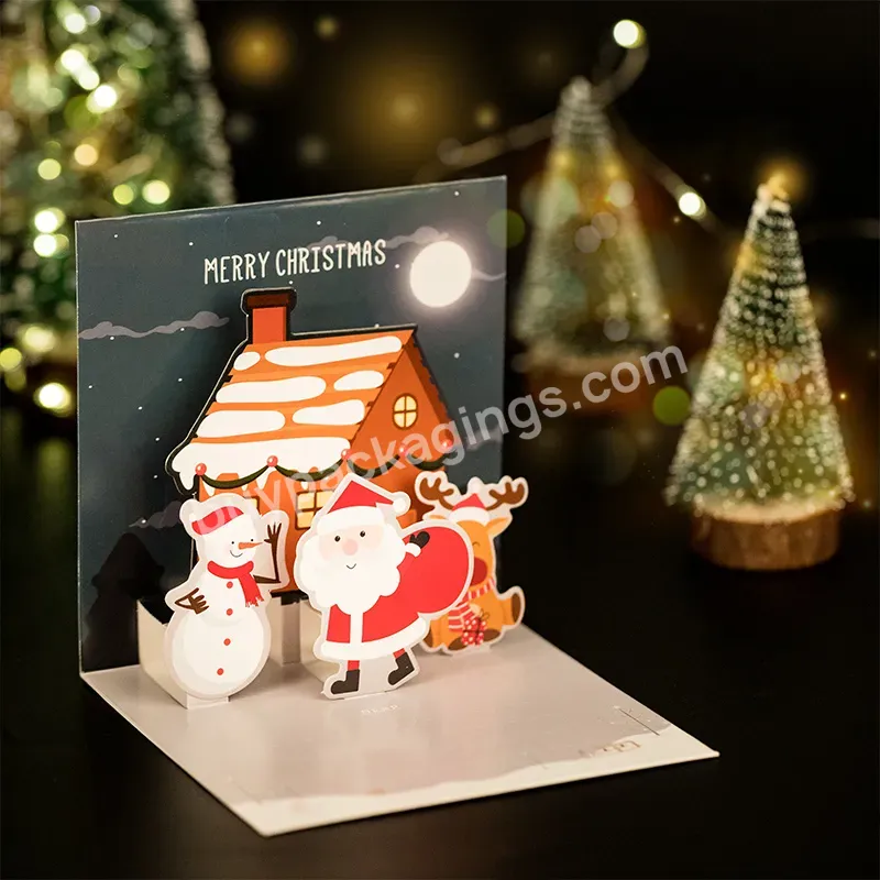 Custom Merry Christmas Greeting Card 3d Pop Up Gift Card With Your Own Design