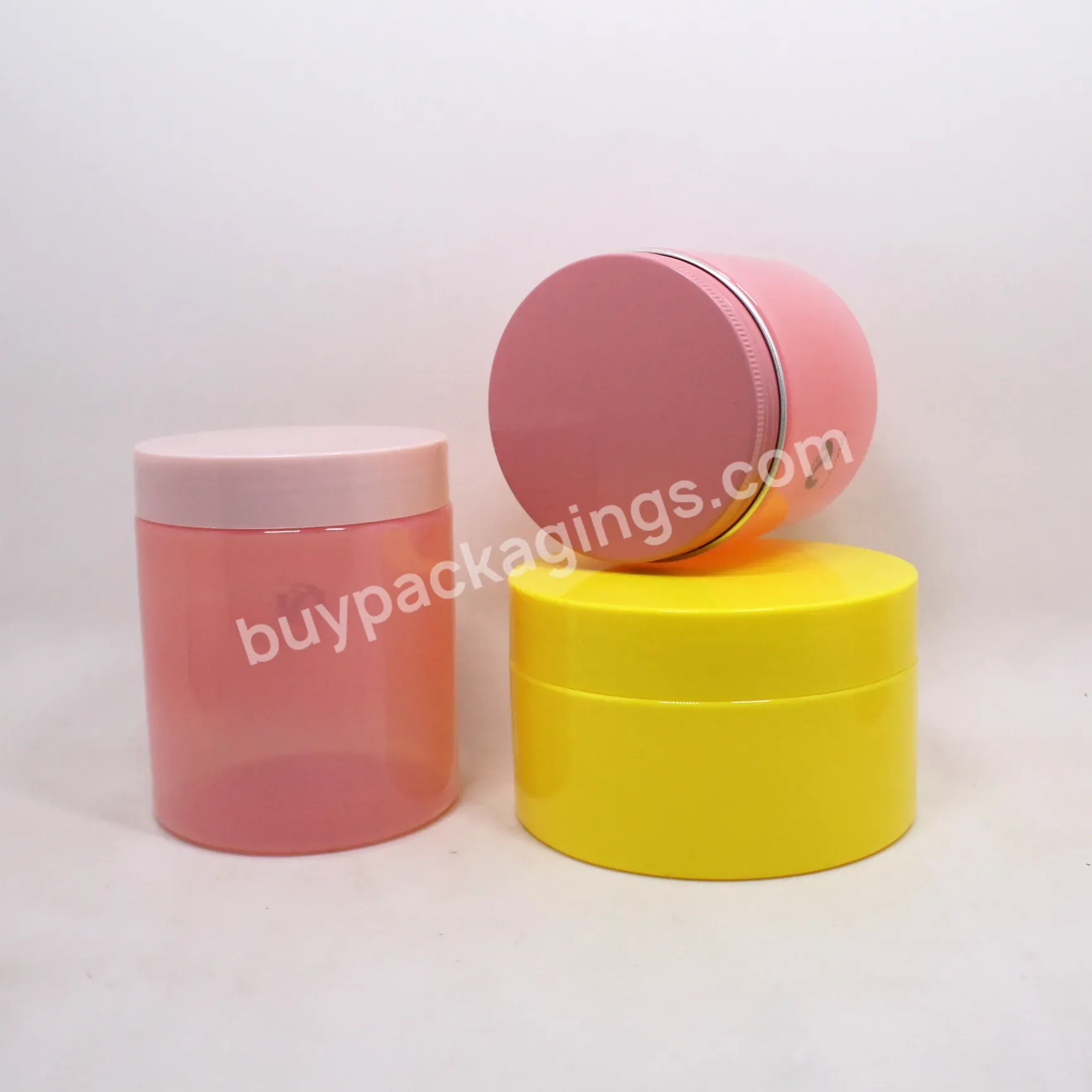 Custom Mini Empty Frosted Cosmetic Scrub Small 8oz 300ml 400ml 16.7oz Black Pink Amber Body Face Cream Jar Pet Plastic Jars