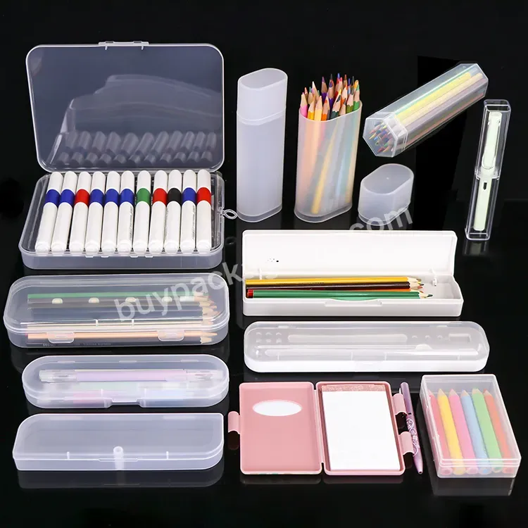 Custom Mini Large Hard Clear Portable Hard Cover Plastic Magnetic Pencil Case Cover Holder Pen Storage Box Pencase