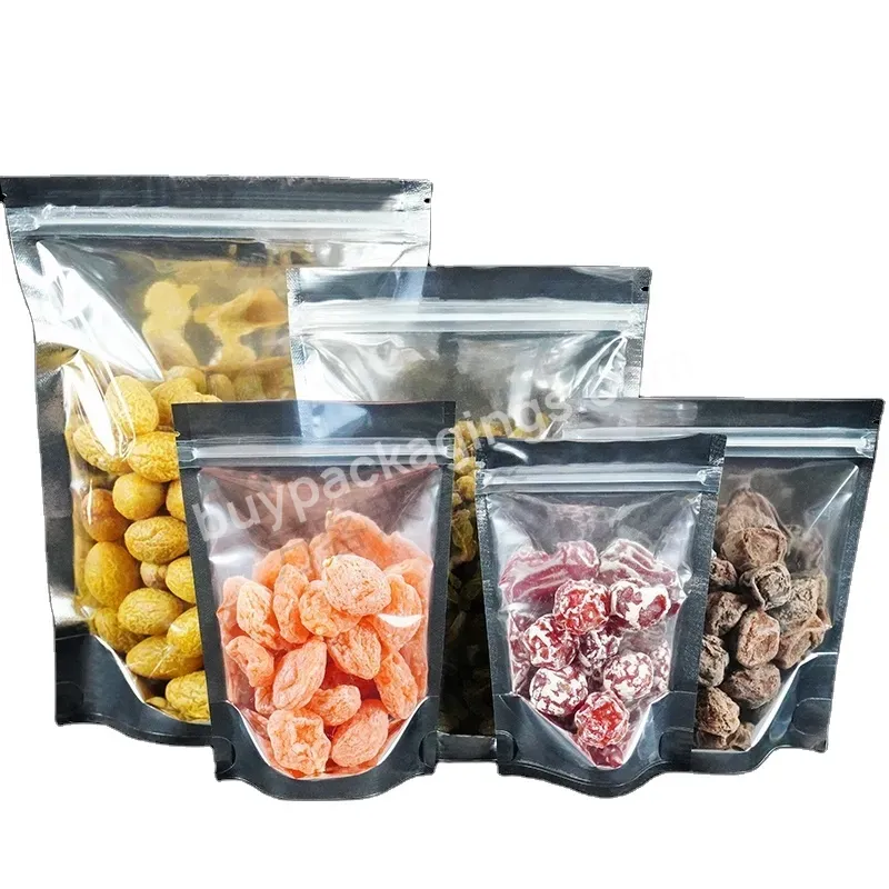 Custom Moisture Proof Aluminum Foil Stand Up Pouch Nut Snack Food Zip Lock With Clear Window Aluminum Bag For Packing