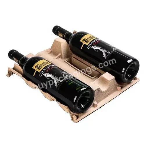 Custom Molded Pulp Tray Insert For Glass Wine Bottle Packaging Heavy Wall Wine Shipper