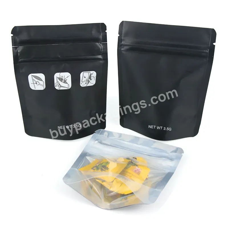Custom Mylar Candy Bag Childproof Ziplock Standup Pouch One Side Clear Mylar Smellproof Resealable Mylar Bags 3.5g 7g