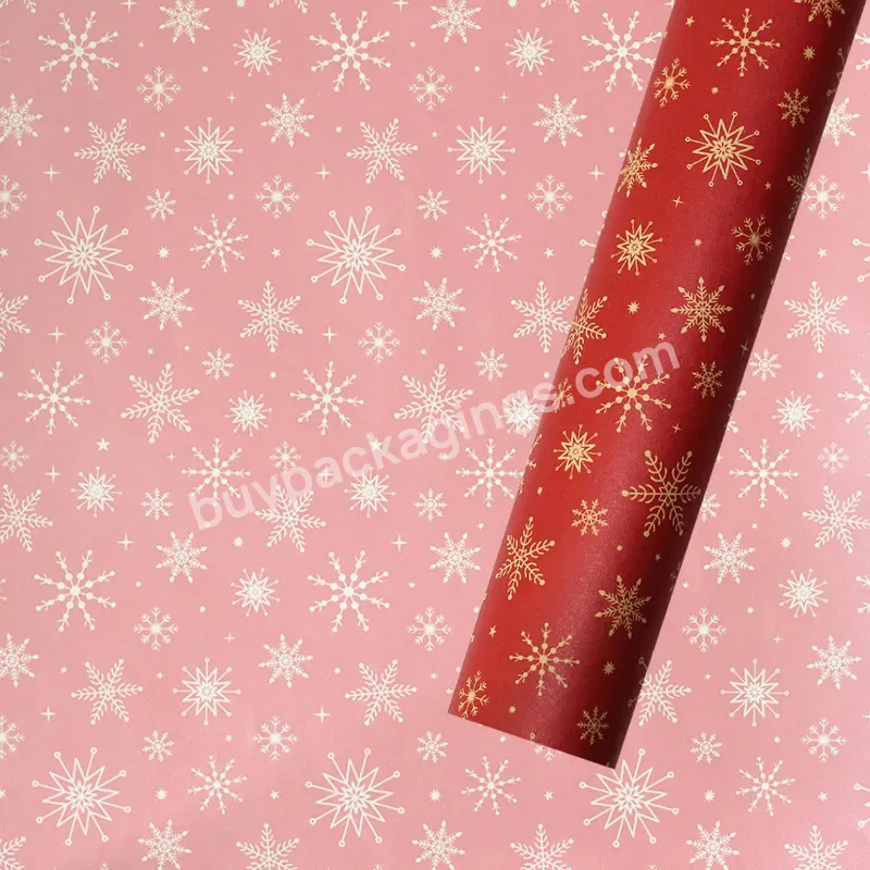 Custom New Christmas Gift Kraft Paper Old Man Snowflake Christmas Kraft Gift Wrapping Paper