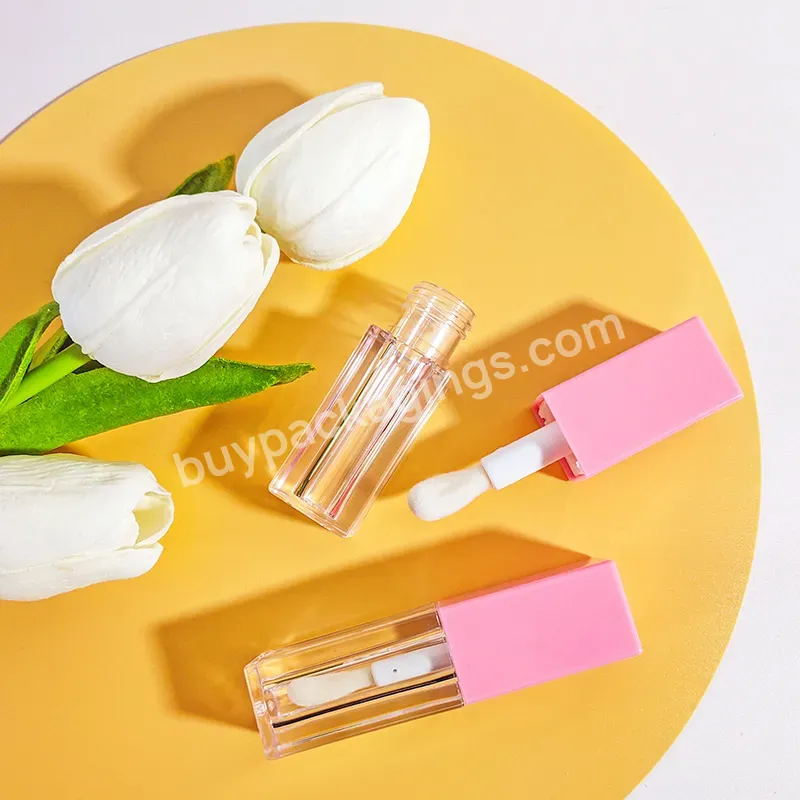 Custom New Luxury 6.2ml Effect Square Empty Plastic Lip Gloss Tube With Brush Cosmetic Packaging Custom Private Label