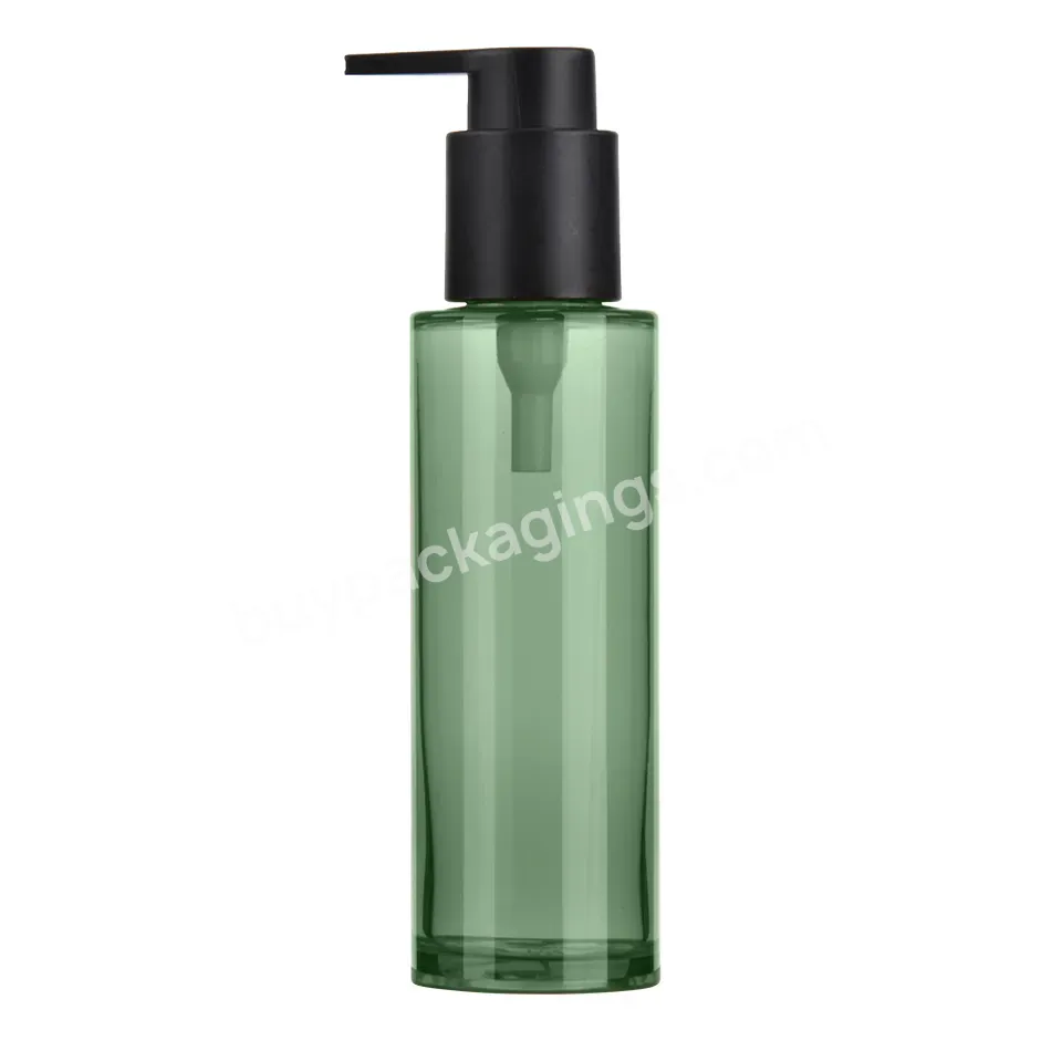 Custom Oem 125ml Flat Shoulder Round Green Pet Plastic Bottles Skin Care Thick Wall Facial Toner Spray Bottle