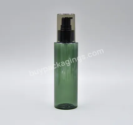 Custom Oem 125ml Flat Shoulder Round Green Pet Plastic Bottles Skin Care Thick Wall Facial Toner Spray Bottle