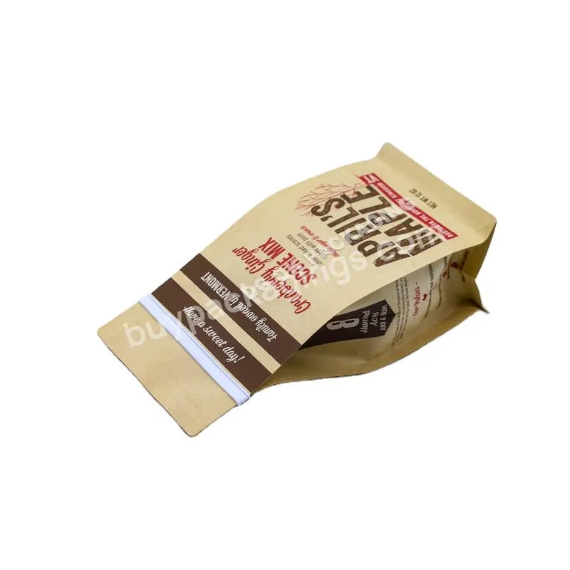 Custom Oem Eco Resealable Biodegradable Flat Bottom Pouch Zipper Kraft Paper Coffee Packaging Bag With Valve Food Bag