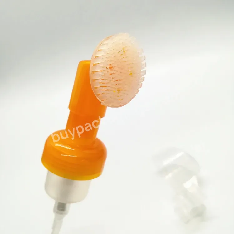 Custom Oem Orange Facial Cleaning Brush Foam Pump Plastic Transparent Bottle Silicone Brush Foam Pump 43mm 30mm