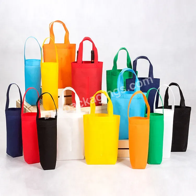 Custom Oem Personalizzate Reusable Bag Die Cut Handle Ultrasonic Grocery Pp Fabric Eco Non Woven Shopping Bags For Wine