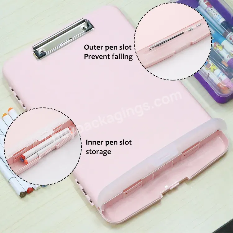 Custom Office A4 A5 Letter Size Plastic Pp File Case With Handle Stationery Box Storage Butterfly Flat Clip Folder Clipboard