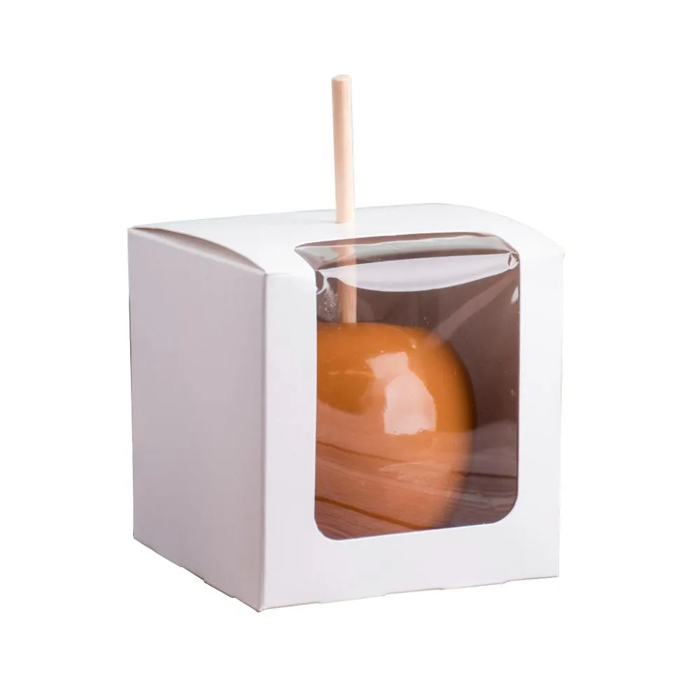 Custom one piece cake pops candy apple packaging paper display box with window and  hole at the top