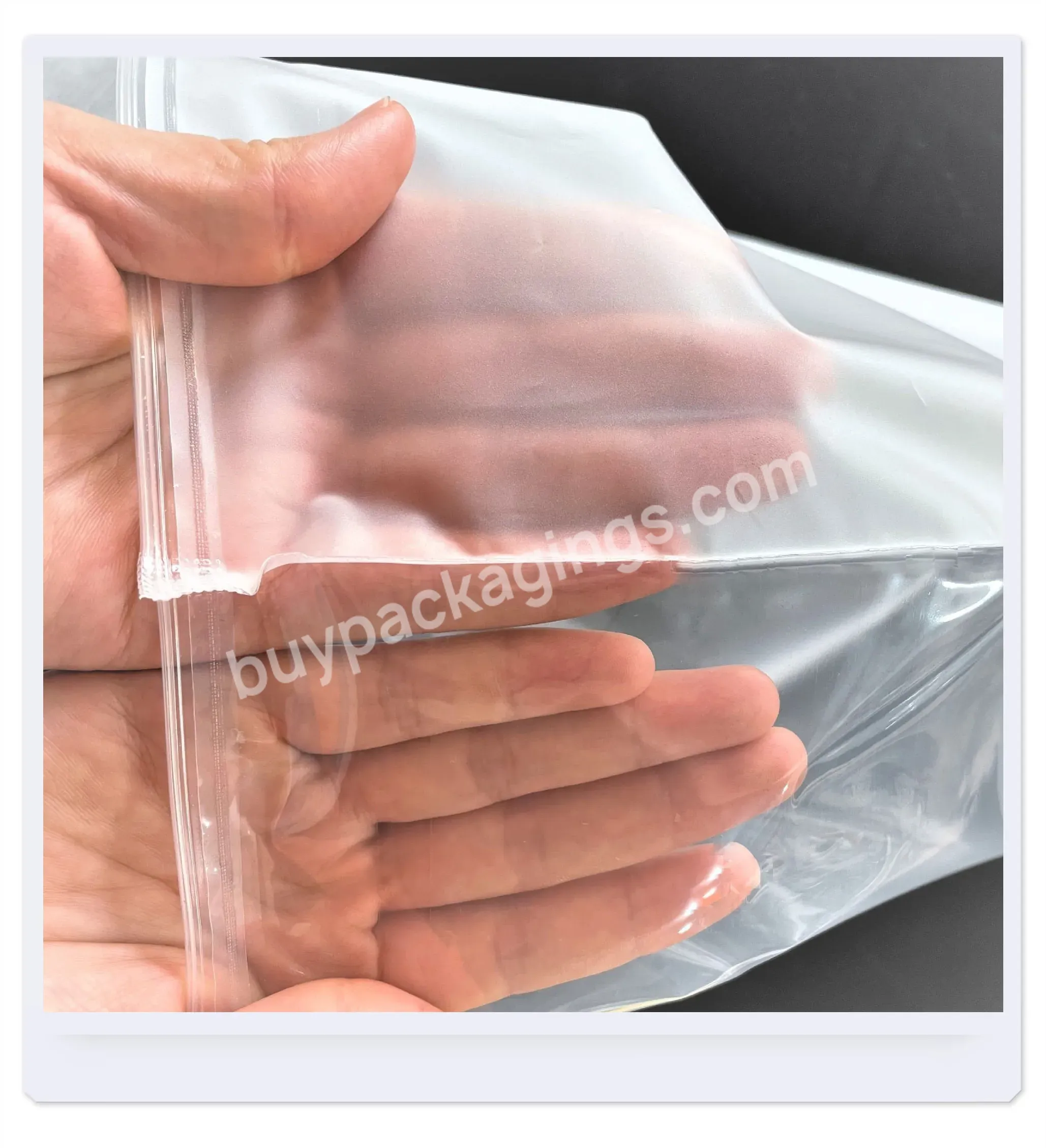 Custom One Side Clear One Side Matt Logo Printing Zip Lock Bags For Clothing Packing