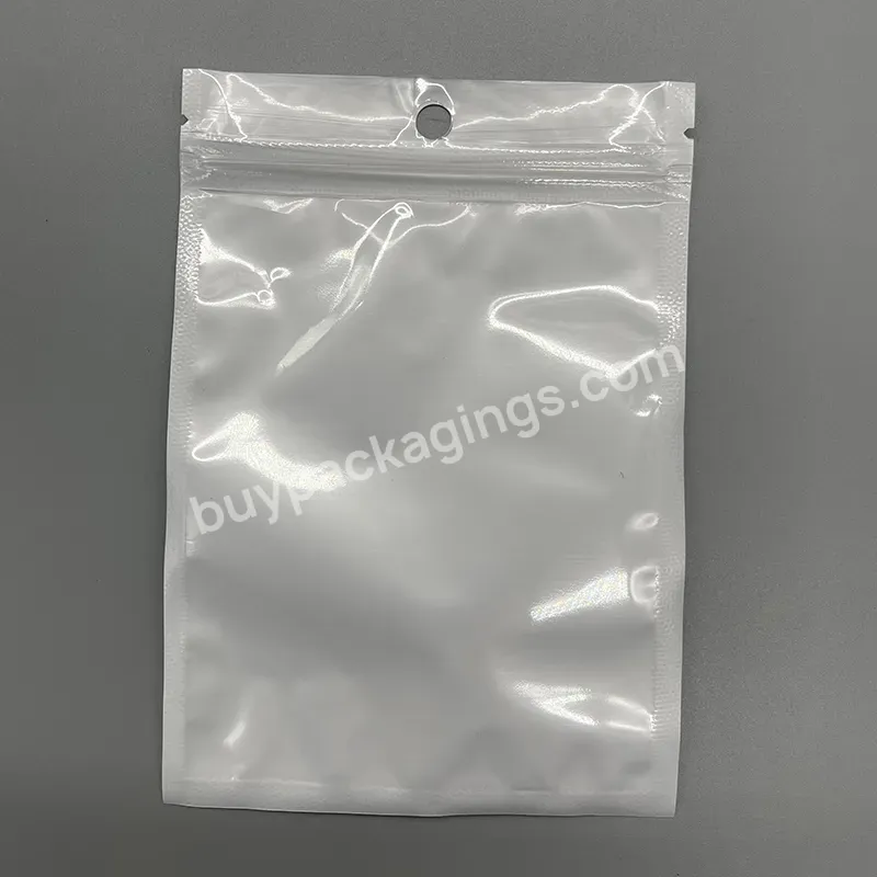 Custom One Side Transparent One Side White Pearlescent Film Sealing Packing Pouches Plastic Zipper Bags