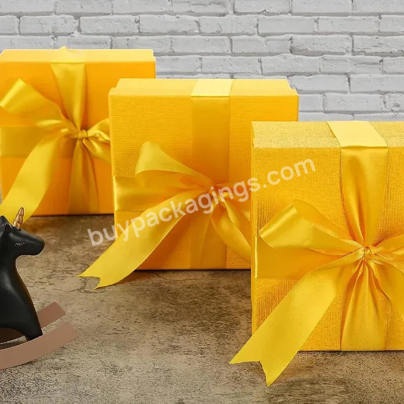 Custom Open Gold Gift Boxes Packaging With Ribbon