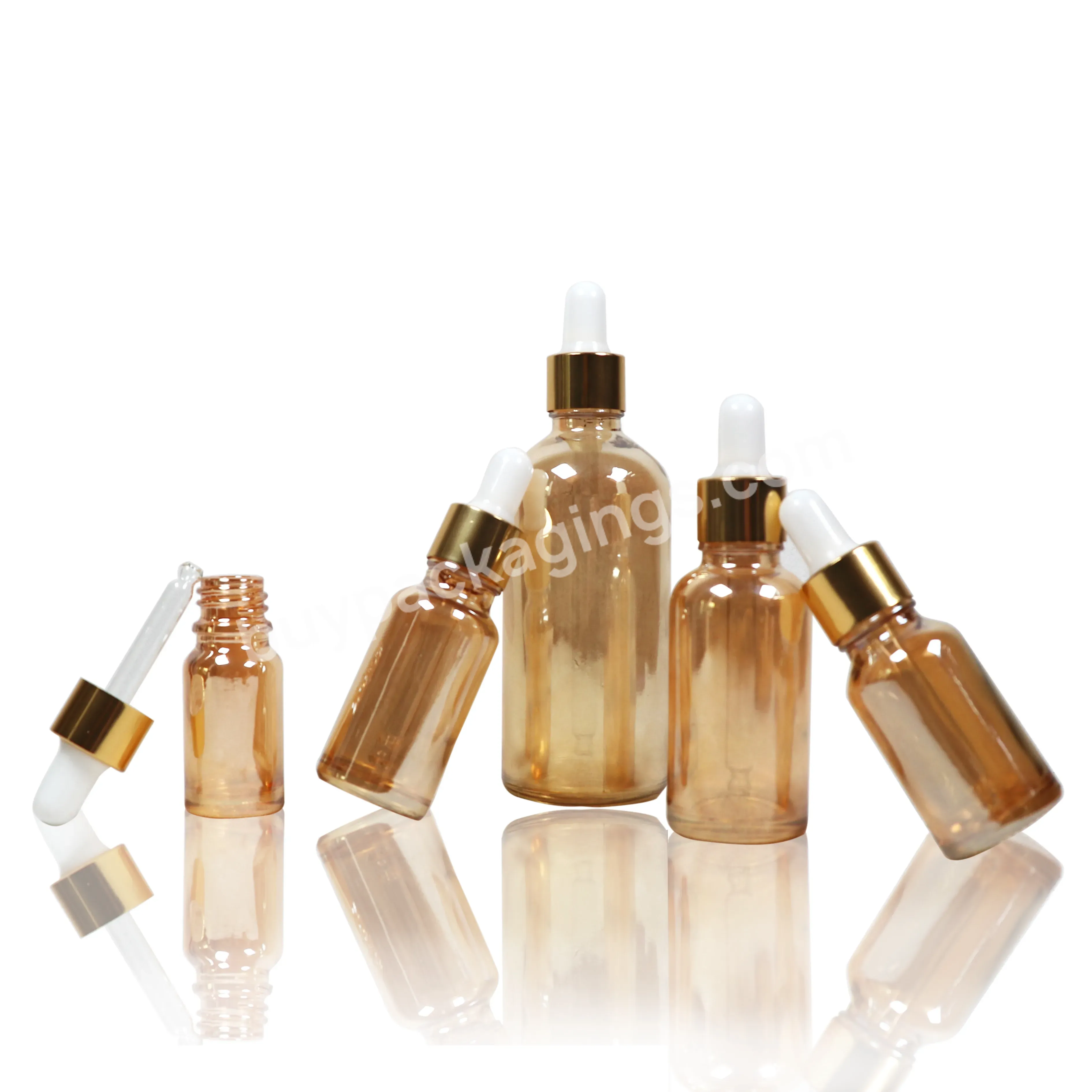 Custom Or Standard Factory Manufacturer Gold Transparent Glass Dropper Bottle