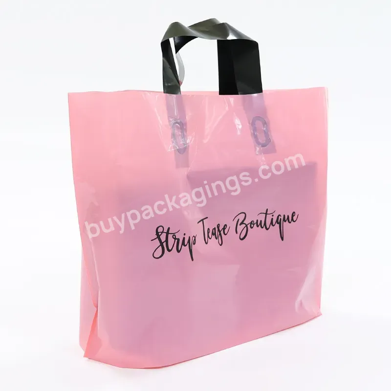 Custom Own Logo Print Bottom Gusset Plastic Shopping Bags With Handle