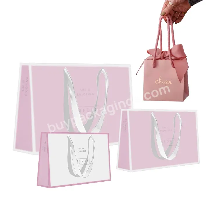 Custom Own Logo Printed Small Retail Boutique Shopping Ribbon Handle Clothing Packaging Luxury Gift Skincare Jewelry Paper Bags - Buy Packaging For Jewelry,Jewelry Bags,Jewelry Packaging Bags.