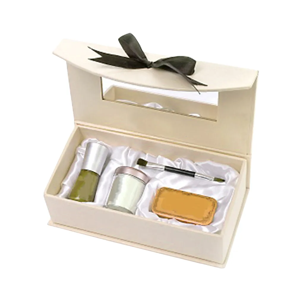 Custom packaging cosmeticsskin care products beautiful flip cover gift box with mirror and bow