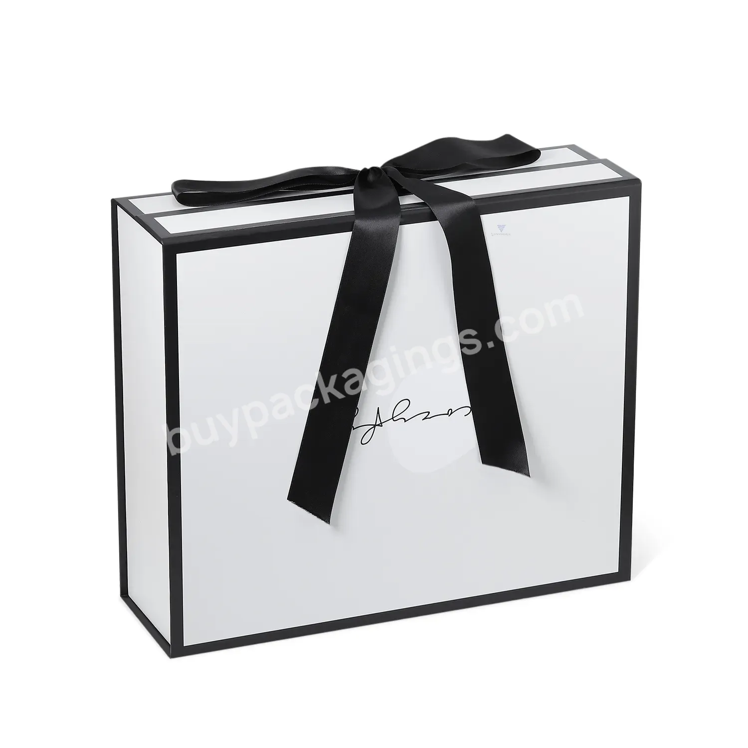 Custom Packaging Festival Magnetic Paper Shoe Foldable Folding Gifts Box With Ribbon Handle