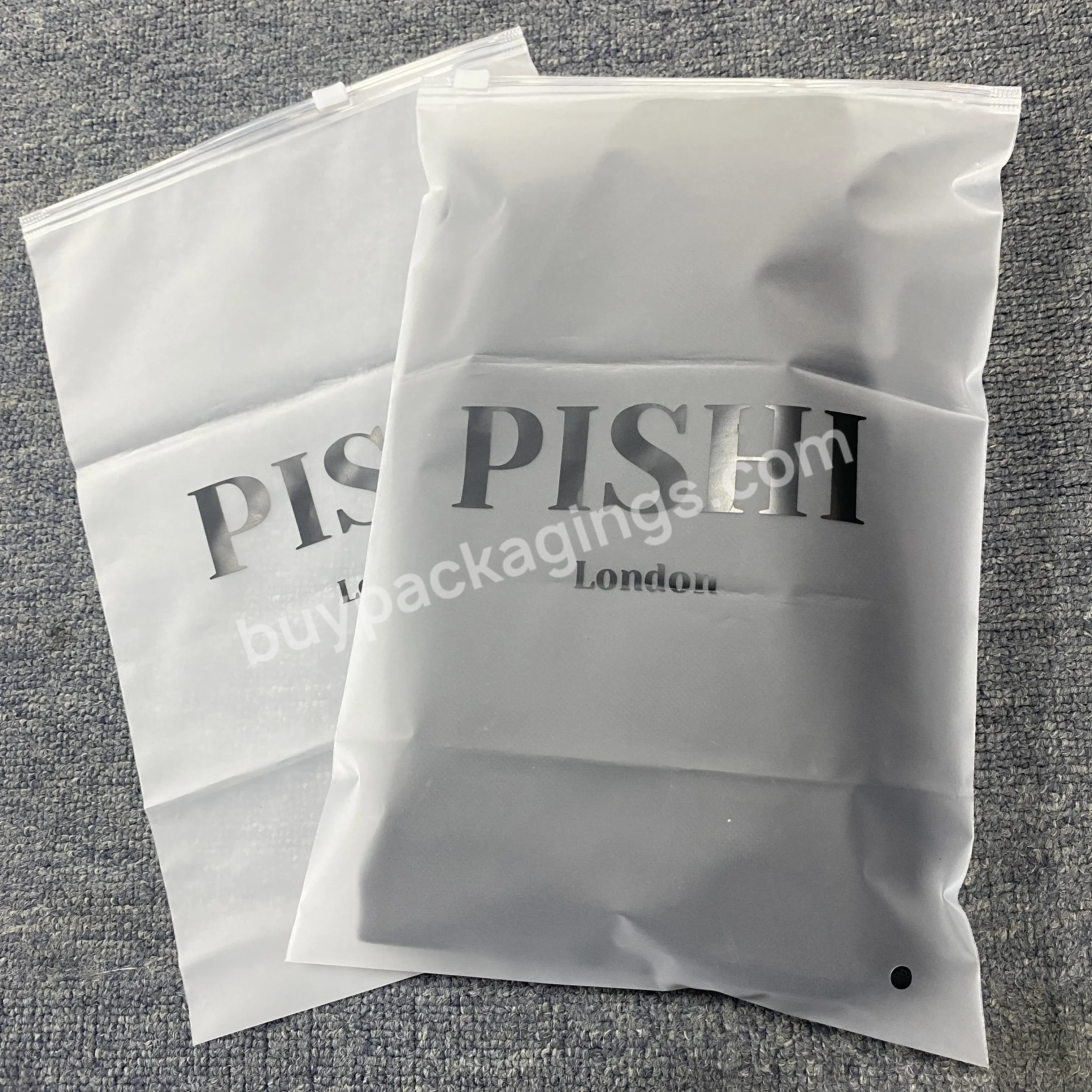 Custom Packaging Printed Logo Zipper Lock Zipper Lock Plastic Zipper Frosted Clothing Bag