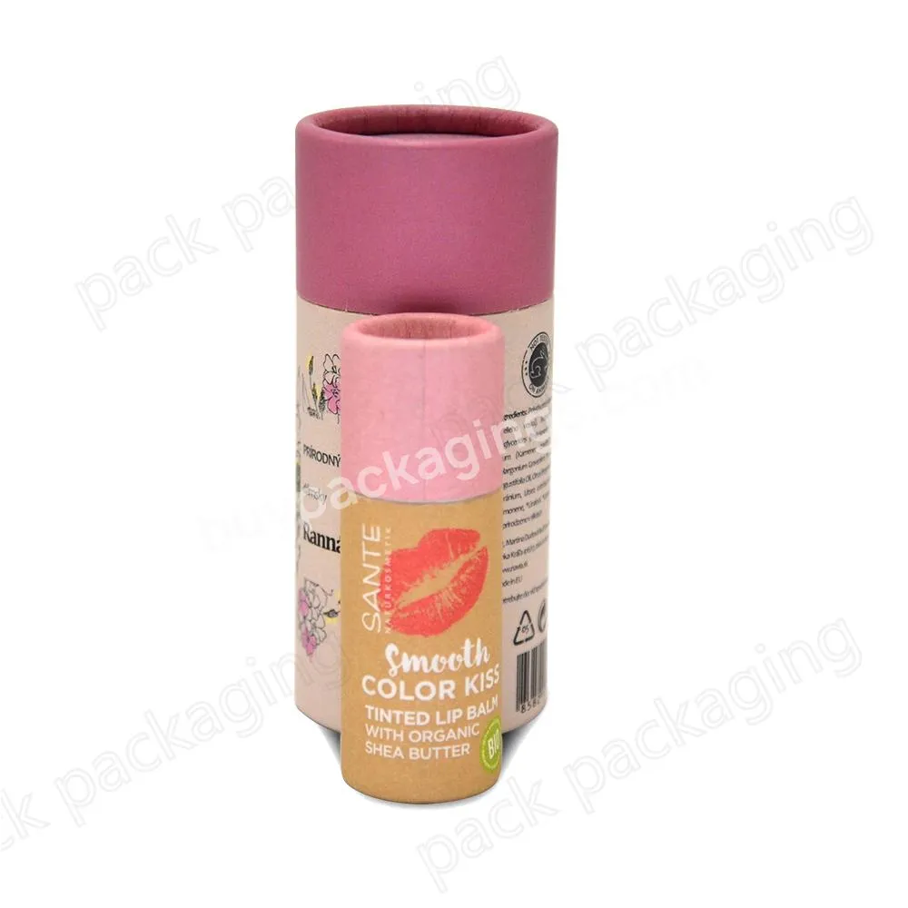 Custom Packaging Round Box Kraft Paper Tubes Biodegradable Eco Friendly Push Up Paper Tube for Lip Balm Deodorant Stick