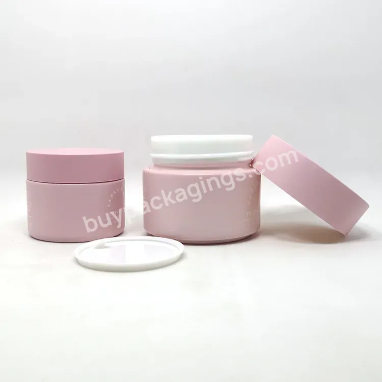 Custom Paint Matte Pink Cosmetic Facial Clay Mask Container 50 G 100 G Luxury White Ceramic Cream Jar With Baby Pink Lid