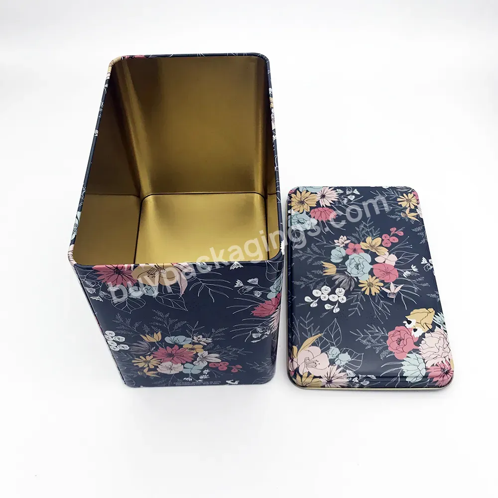 Custom Painted Rectangle Food Grade Cookie Biscuit Metal Tin Boxes