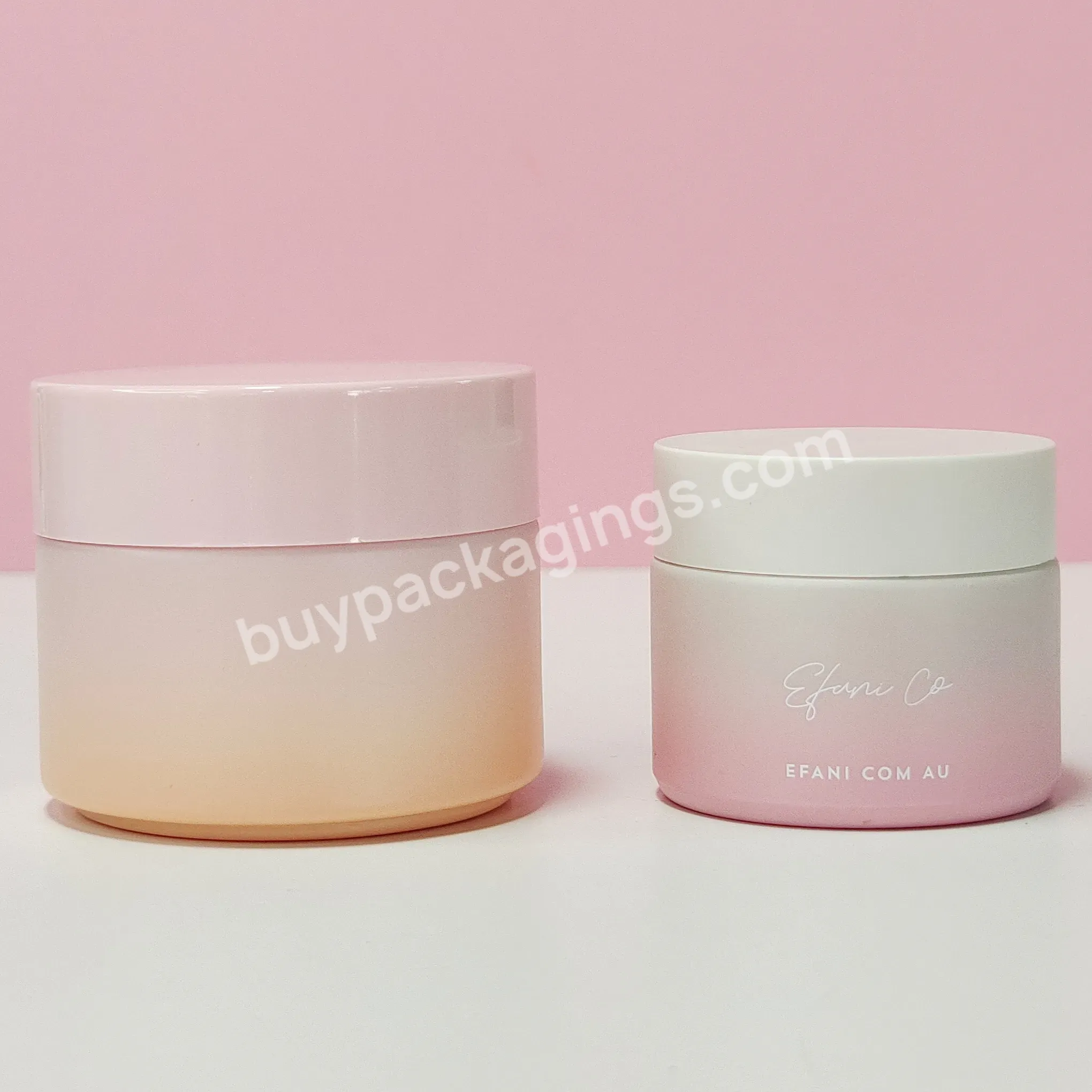 Custom Painting Matte Pink Gradient 30g 50g Night Repair Cream Lotion Body Butter Opal White Glass Jar