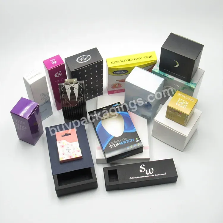 Custom Paper Box Printed Small Black Paper Corrugated Folding Cosmetic Packaging Boxes