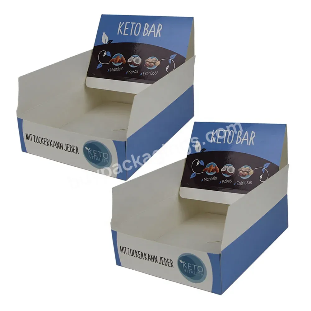 Custom Paper Cardboard Counter Display Boxes For Protein Energy Chocolate Bar Box Nut & Kernels Packaging Paper Box