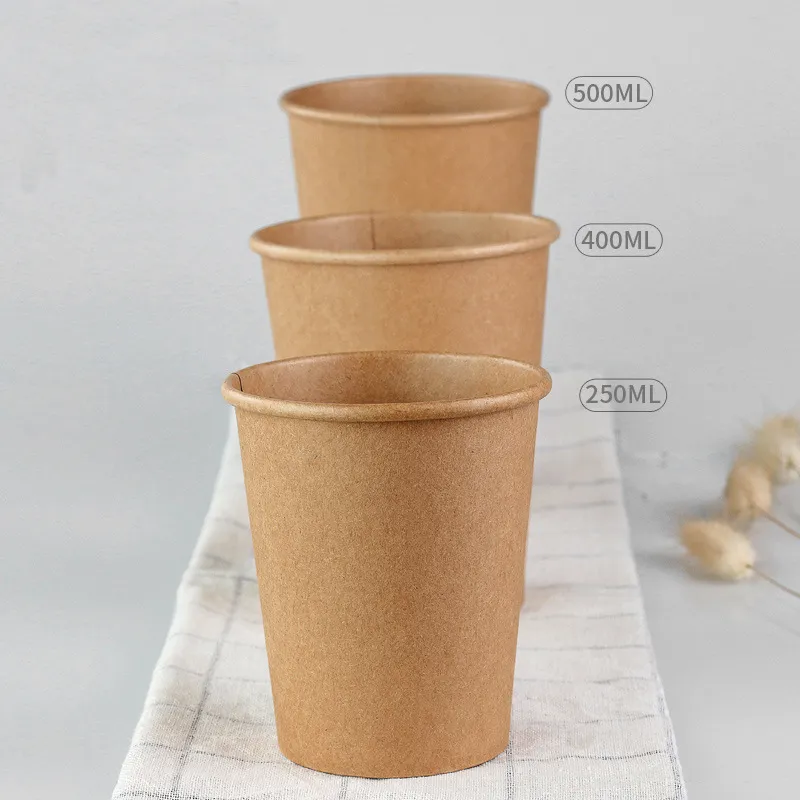 Custom Paper Coffee Cup With Lid 8oz 12oz 16oz Single Wall Disposable Paper Cups Customized Hot Coffee Paper Cup