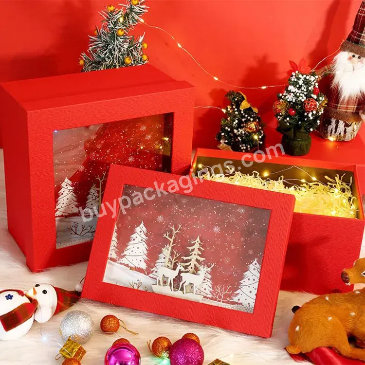 Custom Paper Empty Christmas Packaging Boxes With Transparent Pvc Window