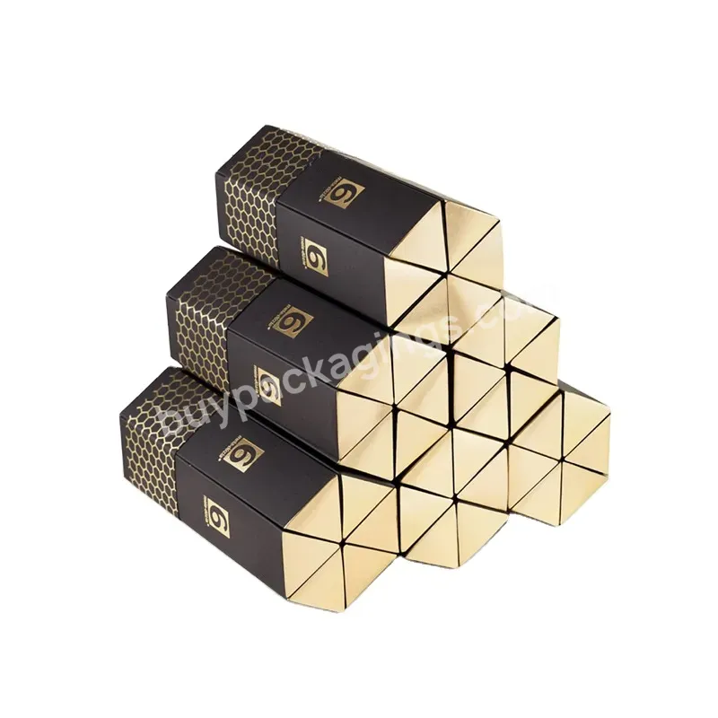 Custom Paper Kraft Chocolate Box /honey Bee Packaging Boxes Luxury Black Triangle Hexagon Golden Paper Boxes