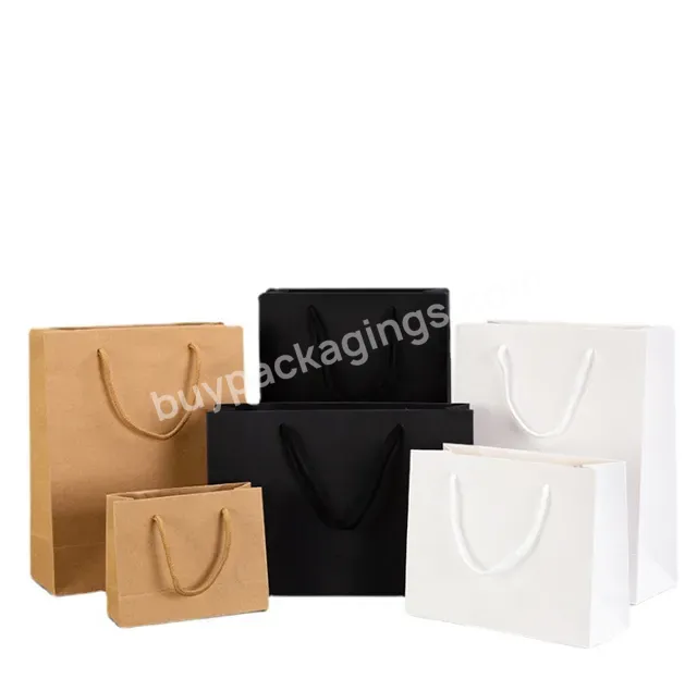 Custom Paper Kraft Your Own Logo Handle Gift Shopping Craft Paper Bags With Ribbon Handles